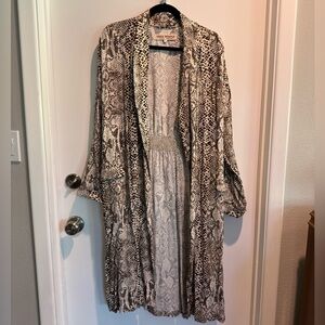 Free People Snake Print Long Jacket